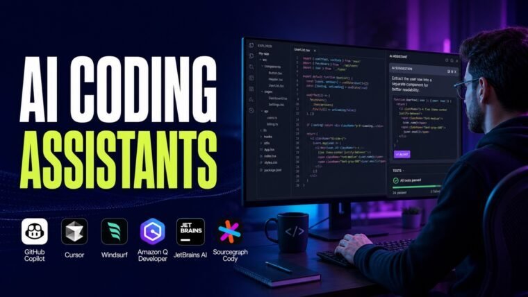 Thumbnail showing developer, code editor, AI suggestion panel, repository map for best AI coding assistants