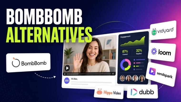 Thumbnail showing BombBomb mark, personalized video email, Vidyard, Loom for BombBomb alternatives