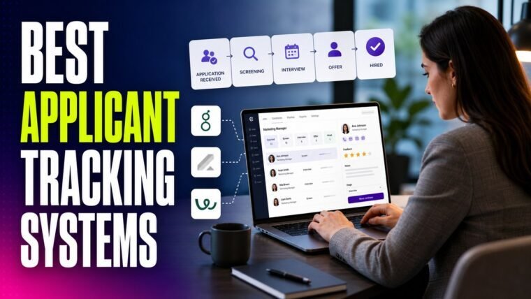 Thumbnail for best applicant tracking systems showing a modern business professional completing the real workflow behind best applicant tracking systems on a premium laptop, supported by realistic software ui, process